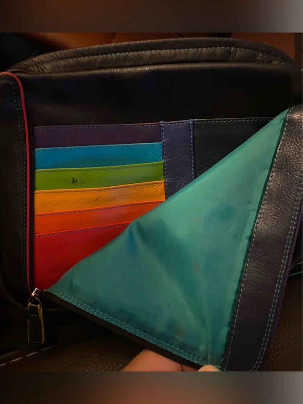 Navy Blue Mywalit Crossbody Bag Women’s Leather Multicolor Adjustable Strap